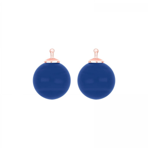 Heinzendorff creoolhangers, Bohemian Quartz glas bol, 12 mm met zilver roséverguld dopje, kleur 45 Kobalt blauw, 223000177945 - 11115028