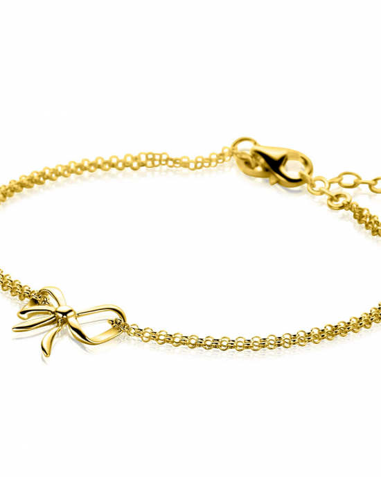 Zinzi geel verguld fantasie schakelarmband, met dubbelbandje en een strikje in het midden 16 + 3 cm ZIA2677 - 11115050