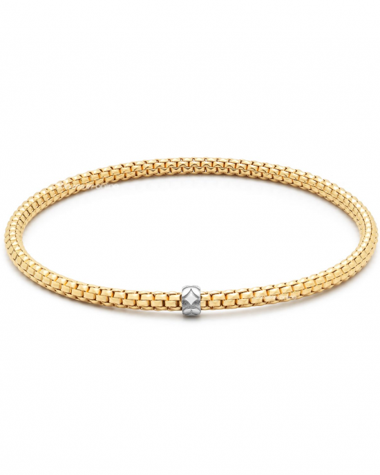 Monzario 18 karaats geelgouden gesloten armband met een witgouden bontje, flexibel zonder sluiting met een doorsnede van ca 2,8 mm, met een lengte van 55 mm - 11115130