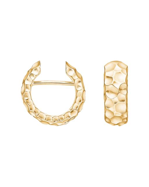 Zilveren Heide Heinzendorff creolen geel verguld model Heide poli 16 x 6 mm. Hamerslag effect - 11115198