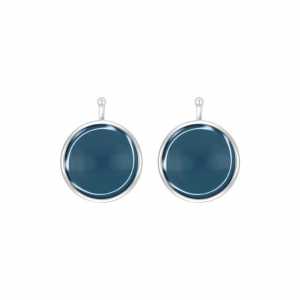 Zilveren Heide Heinzendorff oorringhangers  cabouchon geslepen rond glas 13 mm doorsnede. Model 22210010942 blauw - 11115200