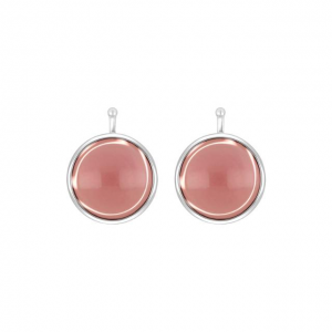 Zilveren Heide Heinzendorff oorringhangers  cabouchon geslepen rond glas 13 mm doorsnede. Model22210010911 roze - 11115201