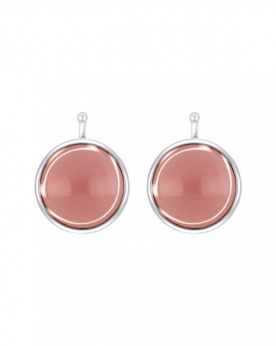 Zilveren Heide Heinzendorff oorringhangers  cabouchon geslepen rond glas 13 mm doorsnede. Model22210010911 roze - 11115201