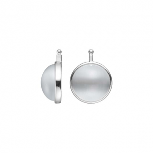 Zilveren Heide Heinzendorff oorringhangers  cabouchon geslepen katteoog glas rond, 13 mm doorsnede. Model 22210020904 grijs - 11115202