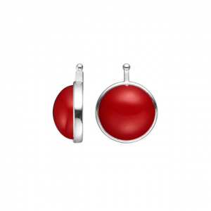 Zilveren Heide Heinzendorff oorringhangers  cabouchon geslepen katteoog glas rond, 13 mm doorsnede. Model 22210020950 rood - 11115206