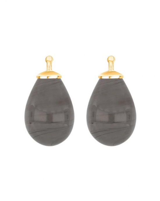 Zilveren geel vergulde Heide Heinzendorff oorringhangers  druppel geslepen  glas 16 mm . Model 22300015988 grijs - 11115217