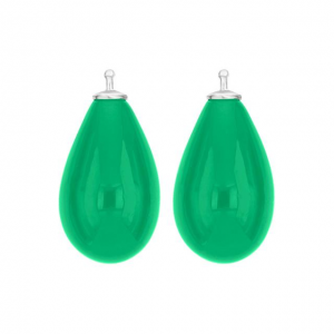 Zilveren Heide Heinzendorff oorringhangers druppelvormig glas  24 mm. Model 22300020965 groen - 11115223