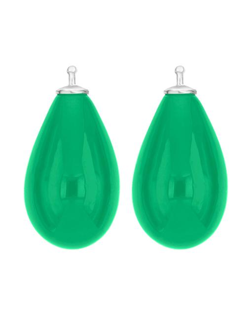 Zilveren Heide Heinzendorff oorringhangers druppelvormig glas  24 mm. Model 22300020965 groen - 11115223