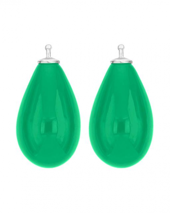Zilveren Heide Heinzendorff oorringhangers druppelvormig glas  24 mm. Model 22300020965 groen - 11115223