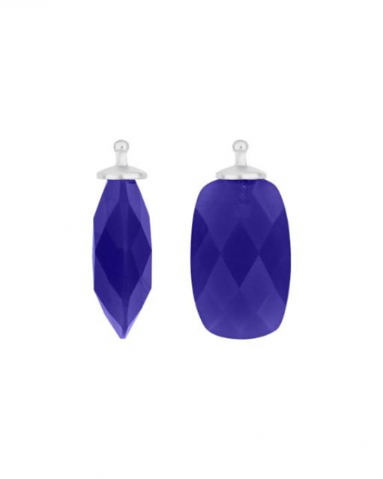 Zilveren Heide Heinzendorff oorringhangers gefacetteerd glas, rechthoekig 10 x 16 mm. Model 22300030945 blauw - 11115224