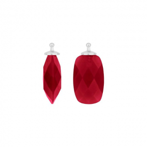 Zilveren Heide Heinzendorff oorringhangers gefacetteerd glas, rechthoekig 10 x 16 mm. Model 22300030950 rood - 11115225