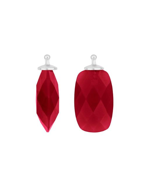 Zilveren Heide Heinzendorff oorringhangers gefacetteerd glas, rechthoekig 10 x 16 mm. Model 22300030950 rood - 11115225