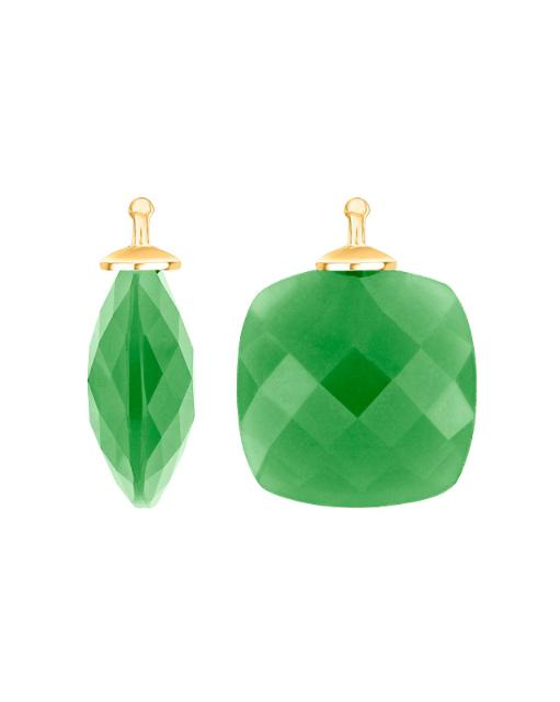 Zilver geelverguld Heide Heinzendorff oorringhangers gefacetteerd glas,  vierkant 16 mm. Model 22300045965 groen - 11115227