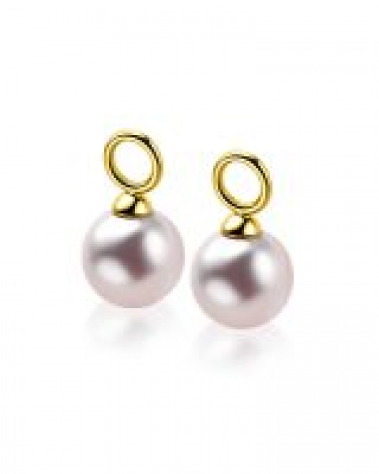 Zinzi 14 karaats geelgouden oorring hangers met roze parel - 11115298