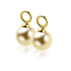 Zinzi 14 karaats geelgouden oorring hangers met goudkleurige parel refnr. ZGCH004 - 11115299
