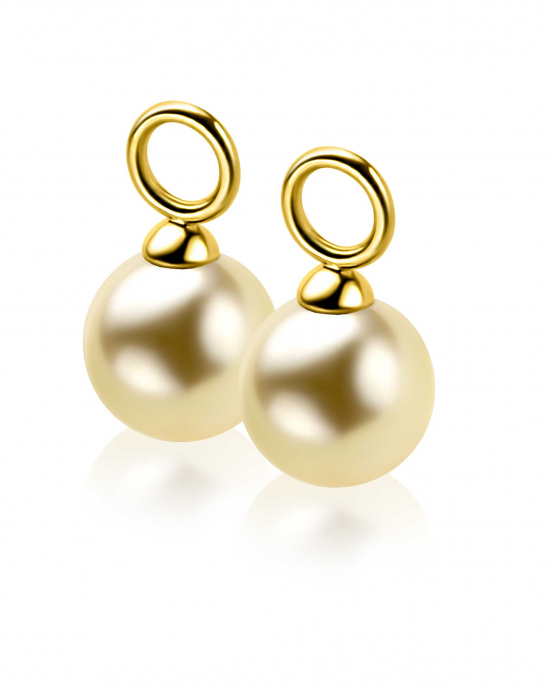 Zinzi 14 karaats geelgouden oorring hangers met goudkleurige parel refnr. ZGCH004 - 11115299