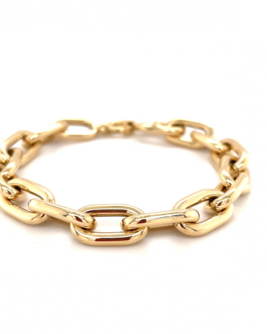 Monzario 14 karaats geelgouden open ankerschakel armband met een totale lengte van 20 cm. Voorzien van een sier veerring sluiting Referentienummer 1428-a geel - 11115308
