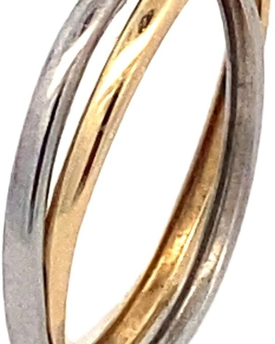 Monzario 14 karaats geel- en witgouden gladde holle ringen  door elkaar. Rerentienummer 899-r bic - 11115310