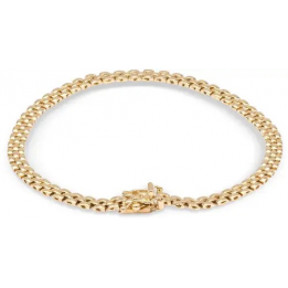 14 krt geelgouden Monzario fantasie schakelcollier, Panthere style, 3 rijig gepolijste schakels, voorzien van een insteekveer en een veiligheidsachtje, lengte 45 cm en breedte ca 3,7 mm, refnr : 1343C geel - 11115339