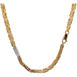 14 krt bicolorgouden Monzario fantasie schakel armband, geelgouden koningsschakel met witgouden blokjes, 22 cm, refnr : 1630A bic - 11115342