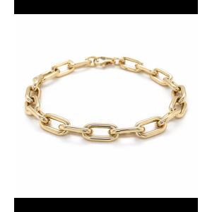 Monzario geelgouden armband ovale anker schakel, ca. 7 mm breed en 19,5 cm lang voorzien van een stevige karabijnhaak sluiting. Referentienummer is 1537-a geel - 11115367