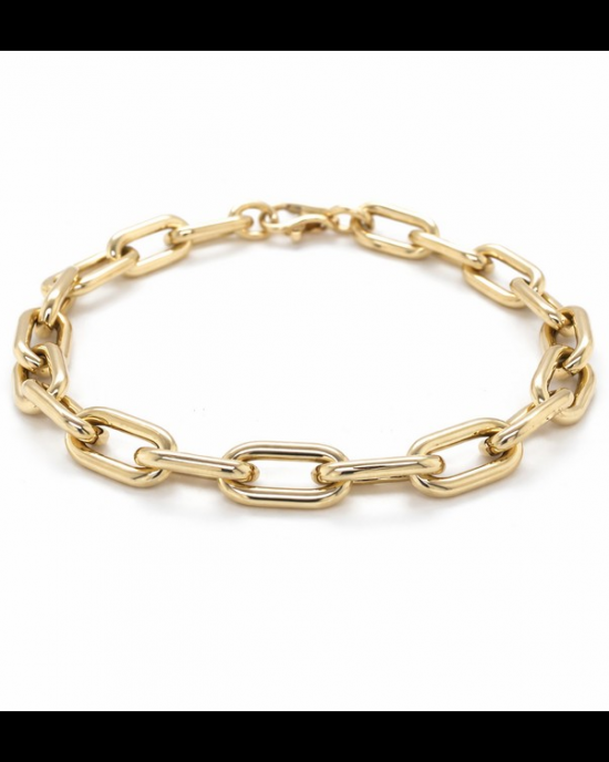 Monzario geelgouden armband ovale anker schakel, ca. 7 mm breed en 19,5 cm lang voorzien van een stevige karabijnhaak sluiting. Referentienummer is 1537-a geel - 11115367