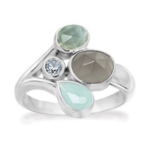 Rabinovich Zilveren ring met grijze ,maansteen, calcedoon en topaas .Ref ; Belvedere 82203056 - 11115422