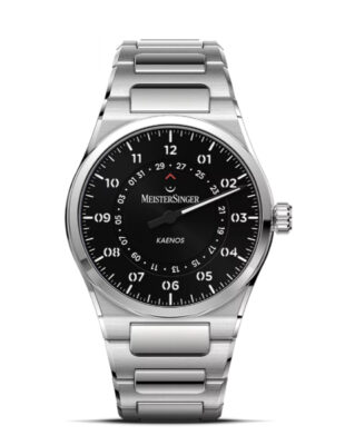 Stalen MeisterSinger automaat: Kaenos model KSOD902 ( kaenos : afgeleid van grieks voor nieuw of vers ) band en kast zijn geïntegreerd, satijnmat en gepolijste delen, voorzien van een Sellita SW 200 uurerk, 100 meter WD, 40 mm kast, 3-multi-laags wijzerpl