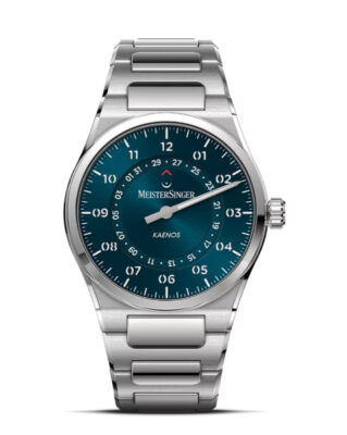 Stalen MeisterSinger automaat: Kaenos model KSOD902 ( kaenos : afgeleid van grieks voor nieuw of vers ) band en kast zijn geïntegreerd, satijnmat en gepolijste delen, voorzien van een Sellita SW 200 uurerk, 100 meter WD, 40 mm kast, 3-multi-laags wijzerpl