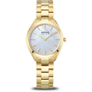 stalen Bering horloge, geel verguld, schakelband, saffierglas en parelmoer wijzerplaat, kastmaat 31 mm, refnr 17331-734 - 11115514 stalen Bering horloge, geel verguld, schakelband, saffierglas en parelmoer wijzerplaat, kastmaat 31 mm, refnr 17331-734 - 11115514