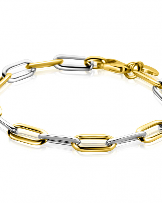 Zinzi zilver bi-colour vergulde armband, ronde paperclipschakels op 19 cm, ZIA2668 - 11115520