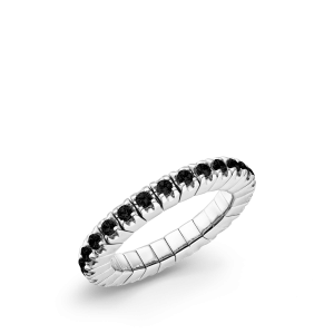 Dazzling Diamonds flexibele zilveren ring met zwarte zirkonia's 2.0 mm in maat small - 11115535