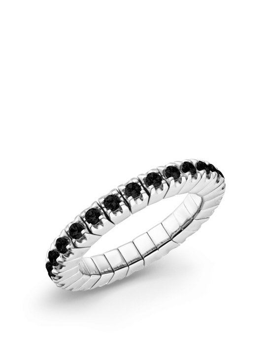 Dazzling Diamonds flexibele zilveren ring met zwarte zirkonia's 2.0 mm in maat small - 11115535