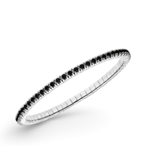 Dazzling Diamonds flexibele zilveren armband met zwarte zirkonia's 2.0 mm in maat 175 mm S - 11115536