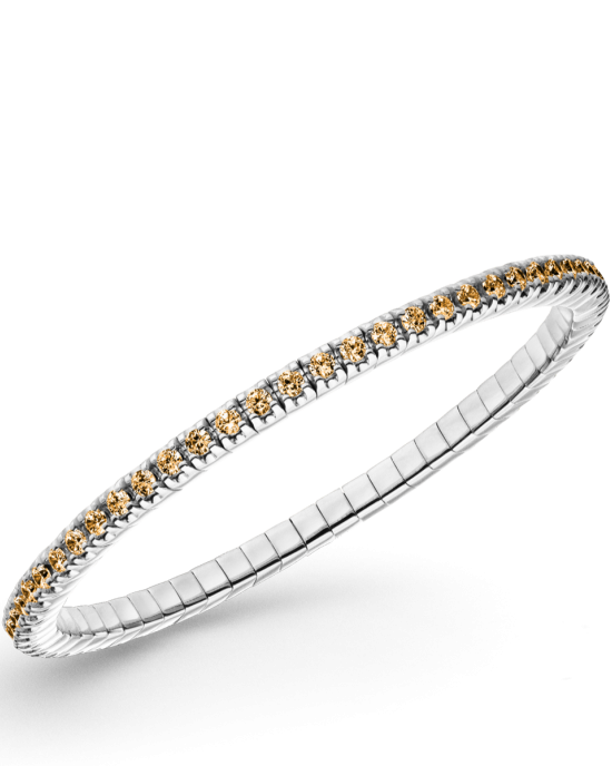 Dazzling Diamonds flexibele zilveren armband met Champagne kleurige zirkonia's 2.5 mm in maat 175 mm S - 11115538