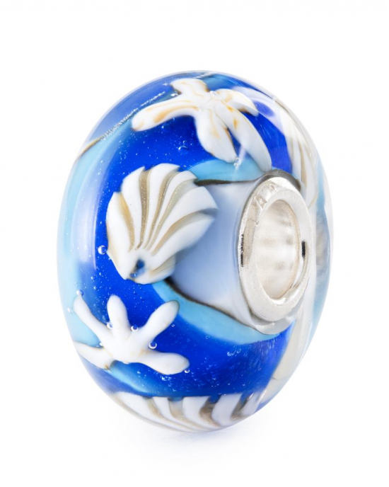 Zilveren Trollbeads kraal met muranoglas ; Aangespoelde schatten  refnr. tglbe-20461 - 11115556