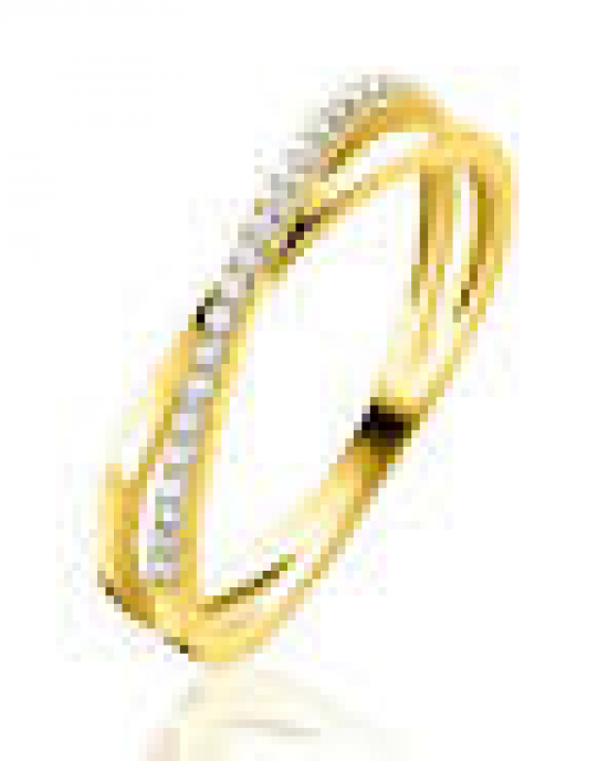 14 krt geelgouden Zinzi fantasie ring : Crossover met in de bovenste baan een rij van briljant geslepen zirconias pave gezet. ZGR469-56 - 11115564