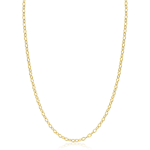 14 krt geelgouden Zinzi fantasieschakel collier bestaande uit kleine open, ovale gediamanteerde schakels, voorzien van en veerring, 45 cm, refnr ZGC538 - 11115624