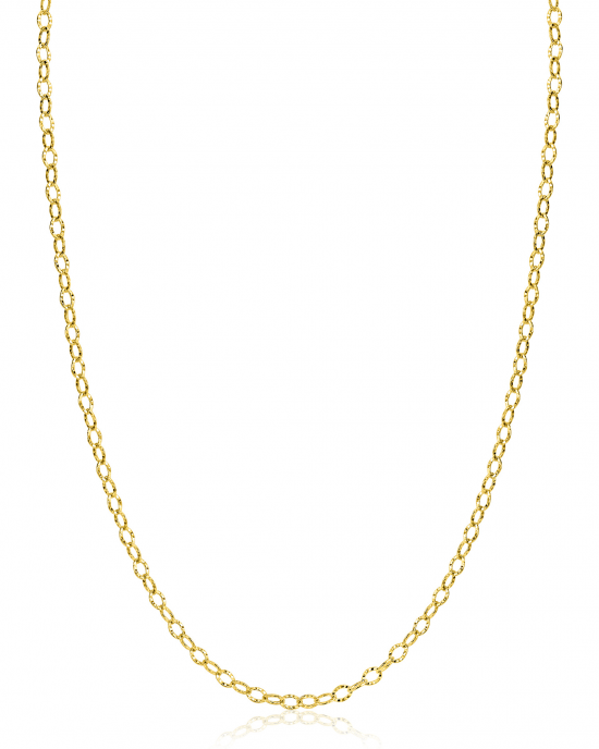 14 krt geelgouden Zinzi fantasieschakel collier bestaande uit kleine open, ovale gediamanteerde schakels, voorzien van en veerring, 45 cm, refnr ZGC538 - 11115624