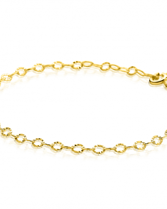14 krt geelgouden Zinzi fantasieschakel armband bestaande uit kleine open, ovale gediamanteerde schakels, voorzien van een veerring, 18,5 cm, refnr ZGA538 - 11115625