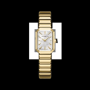 elegant rechthoekig dames Herbelin quartz horloge, stalen band en kast geintregeerd en volledig PVD verguld, model Octogone, saffierglas, 50m WD - 11115645