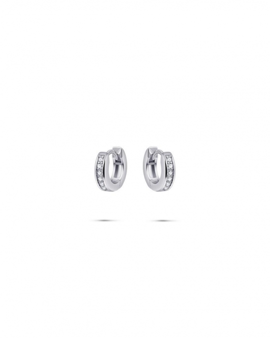 zilver gerhodineerde klapcreolen met zirconia's in railzetting, 3 x 12 mm - 11115687