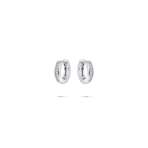 zilver gerhodineerde klapcreolen met zirconia's in railzetting, 3 x 15 mm - 11115688