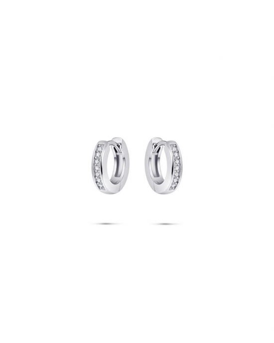 zilver gerhodineerde klapcreolen met zirconia's in railzetting, 3 x 15 mm - 11115688