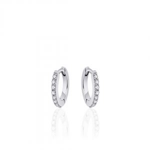 zilver gerhodineerde klapcreolen met zirconia's pavé gezet, 2 x 13.5 m - 11115690