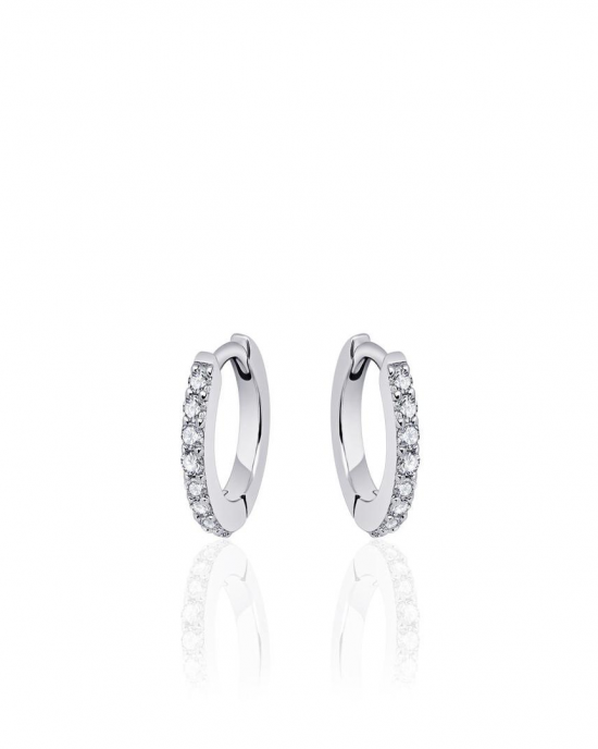 zilver gerhodineerde klapcreolen met zirconia's pavé gezet, 2 x 13.5 m - 11115690
