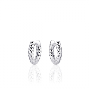 zilver gerhodineerde klapcreolen met gedraaid patroon, 3 x 13,5 mm - 11115693