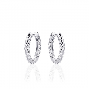 zilver gerhodineerde klapcreolen met gedraaid patroon, 3 x 18 mm - 11115694