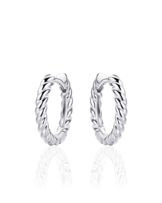 zilver gerhodineerde klapcreolen met gedraaid patroon, 3 x 18 mm - 11115694