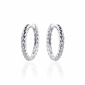 zilver gerhodineerde klapcreolen met gedraaid patroon, 3 x 22 mm - 11115695